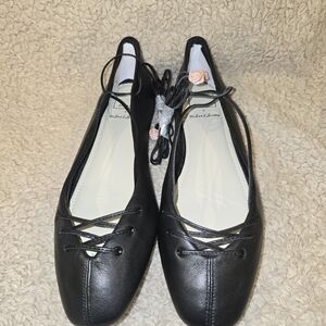 Dolce Vita X For Love And Lemons Black Flats with Pink Rose Detail Size 11